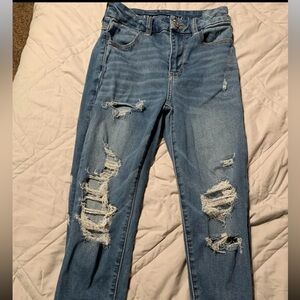 American Eagle Outfitters Ripped Blue Skinny Jeans